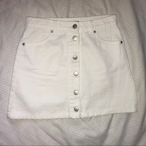 White Denim Button Up Skirt